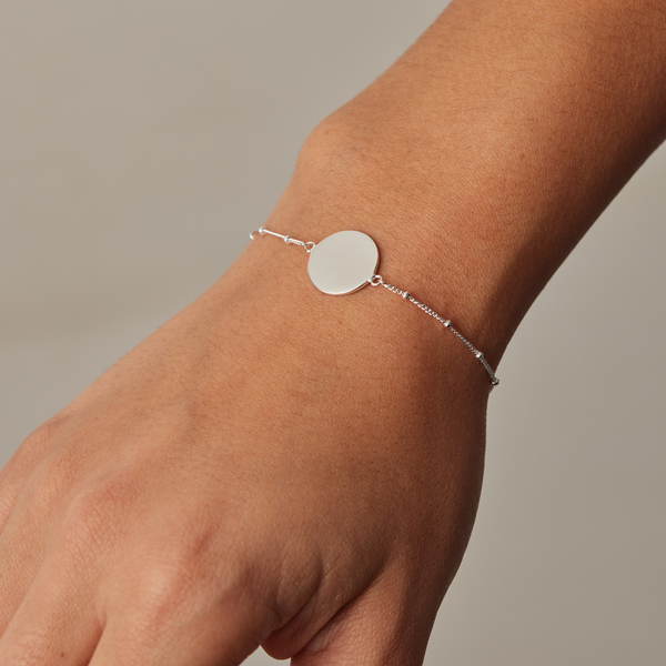 PULSERA MEDALLA 14MM PARA GRABAR PLATA | BOAZ JOYAS