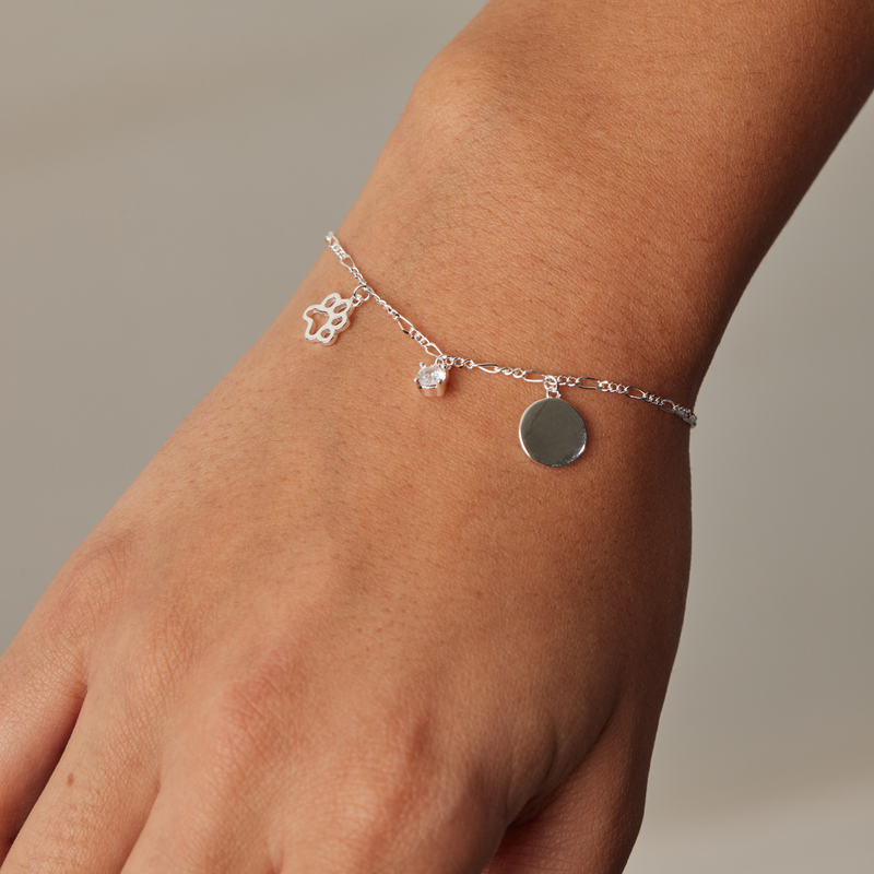 PULSERA JULIETA + MEDALLA PARA GRABAR PLATA | BOAZ JOYAS