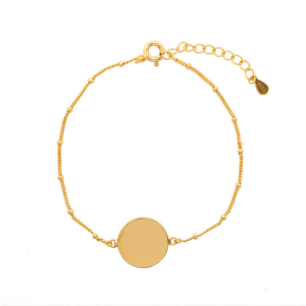 PULSERA MEDALLA 14MM PARA GRABAR BAÑADA EN ORO | BOAZ JOYAS